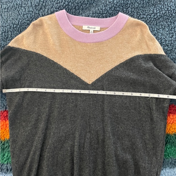 Madewell colorblock yoke pullover faux off shoulder sweater - Picture 10 of 13